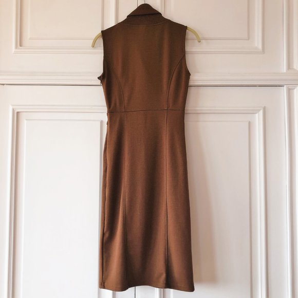 Rich Brown Shawl-Collar Blazer-Like Sleeveless Sweater Dress - Size XXS - Picture 2 of 16
